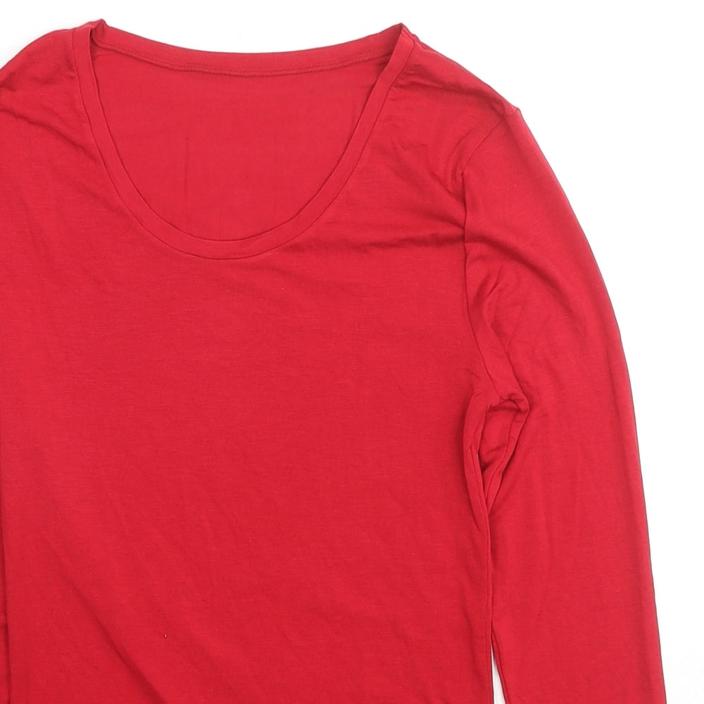 Marks and Spencer Womens Red Acrylic Basic T-Shirt Size 10 Round Neck