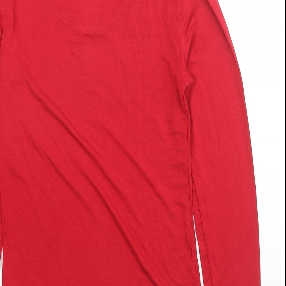 Marks and Spencer Womens Red Acrylic Basic T-Shirt Size 10 Round Neck