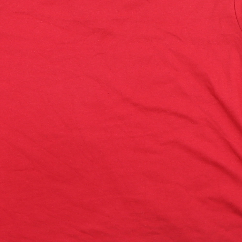 D&Co. Womens Red Cotton Basic T-Shirt Size 2XL V-Neck