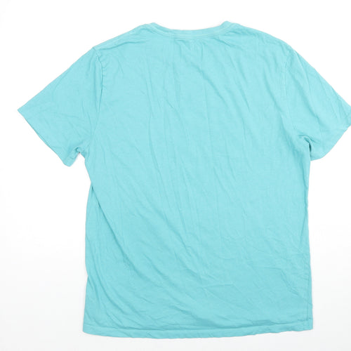 Gap Mens Blue Cotton T-Shirt Size L Crew Neck Pullover