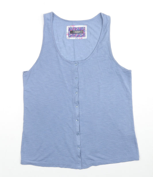 Limited Collection Womens Blue Polyester Basic Tank Size 12 Scoop Neck