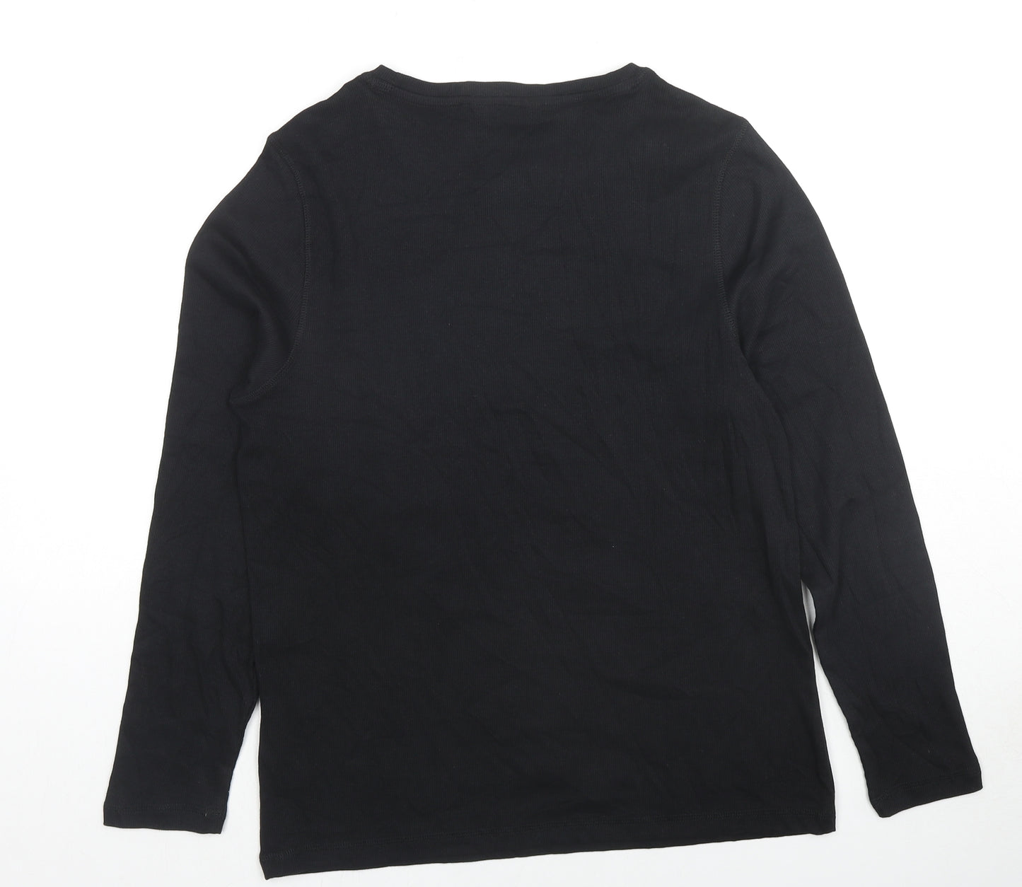 Marks and Spencer Womens Black Round Neck Cotton Pullover Jumper Size 18