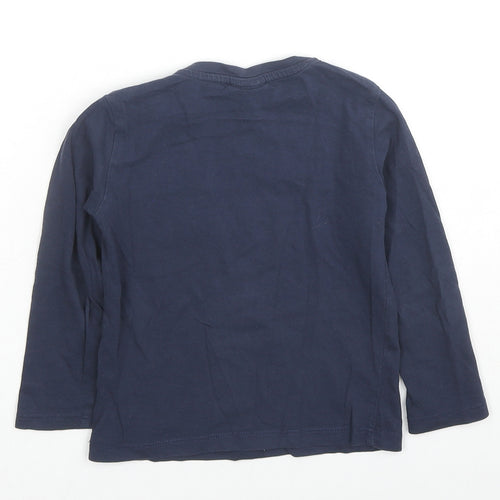 Fagottino Boys Blue Cotton Basic T-Shirt Size 2-3 Years Crew Neck Snap