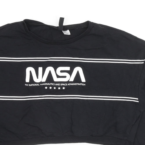 H&M Womens Black Cotton Pullover Sweatshirt Size M Pullover - NASA