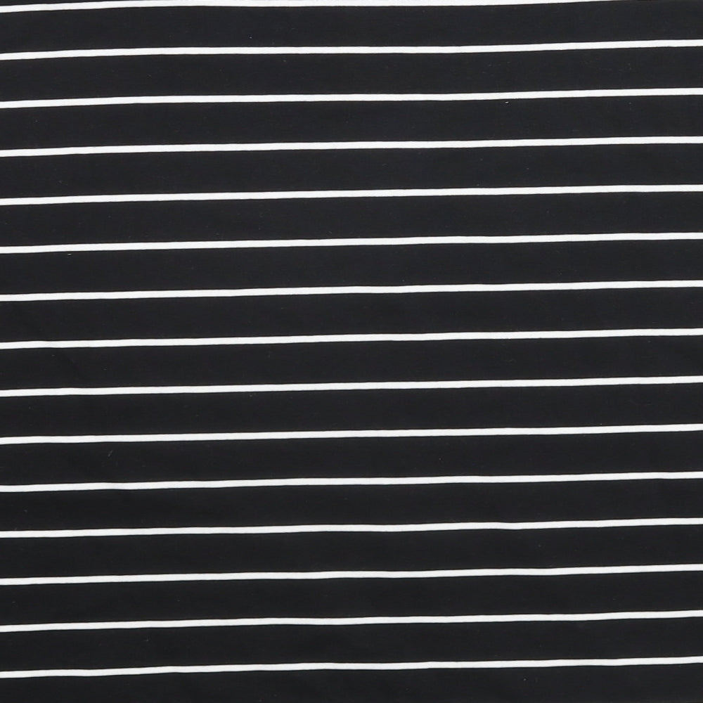 Autograph Womens Black Striped Cotton Basic T-Shirt Size 14 Square Neck