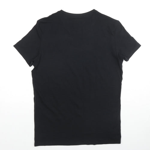 Marks and Spencer Mens Black Acrylic T-Shirt Size M Round Neck - Thermal