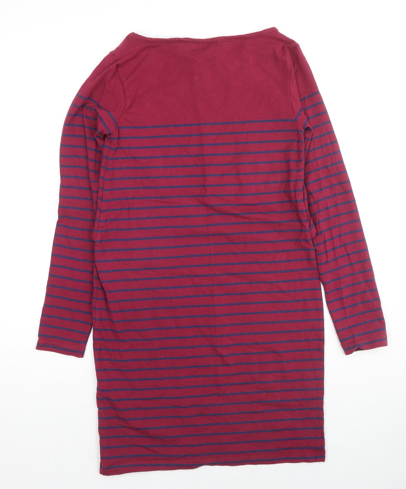 JoJo Maman Bébé Womens Red Striped Cotton Shift Size S Boat Neck Pullover