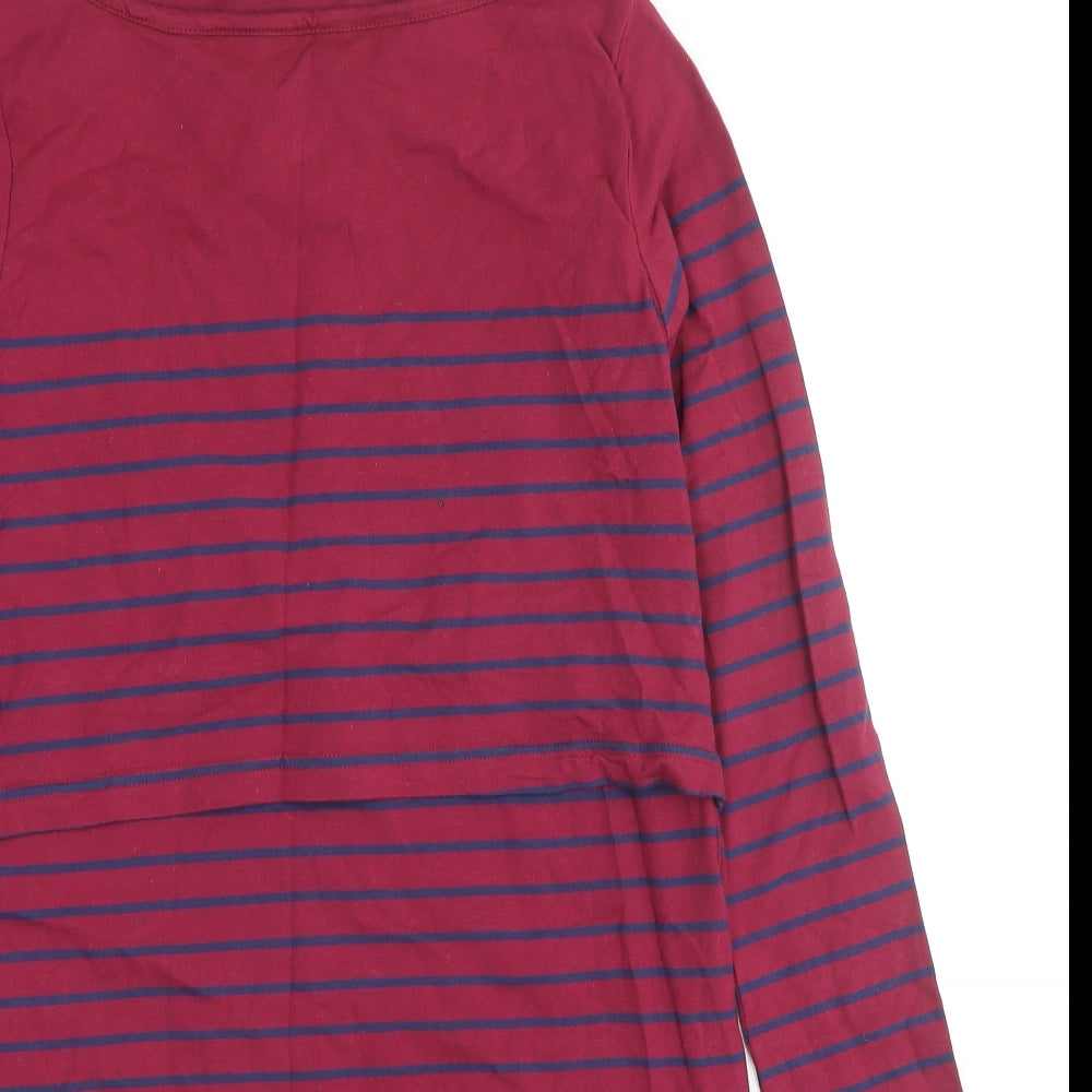 JoJo Maman Bébé Womens Red Striped Cotton Shift Size S Boat Neck Pullover