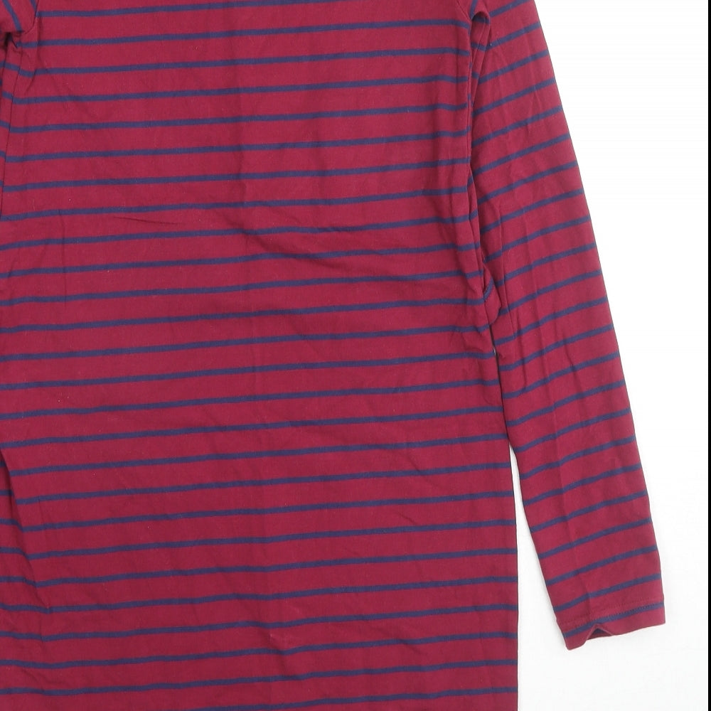 JoJo Maman Bébé Womens Red Striped Cotton Shift Size S Boat Neck Pullover