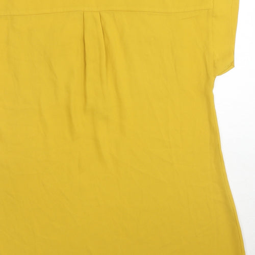 Principles Womens Yellow Polyester Basic Blouse Size 10 V-Neck