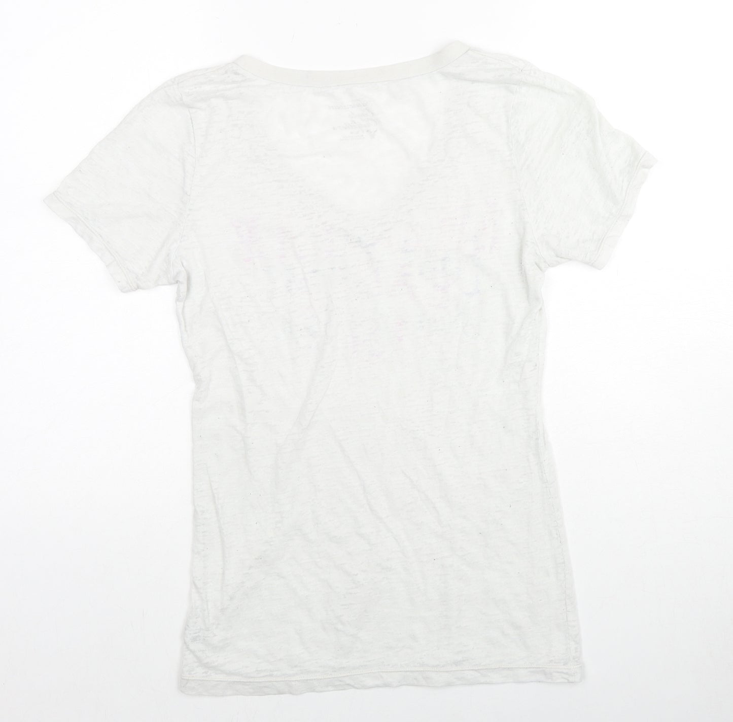 American Eagle Outfitters Womens White Cotton Basic T-Shirt Size M V-Neck - East Coast New York