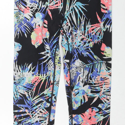 Calvin Klein Womens Multicoloured Floral Polyester Compression Leggings Size S L20 in Regular Pullover - Leaf Print, Stitch Deatiling