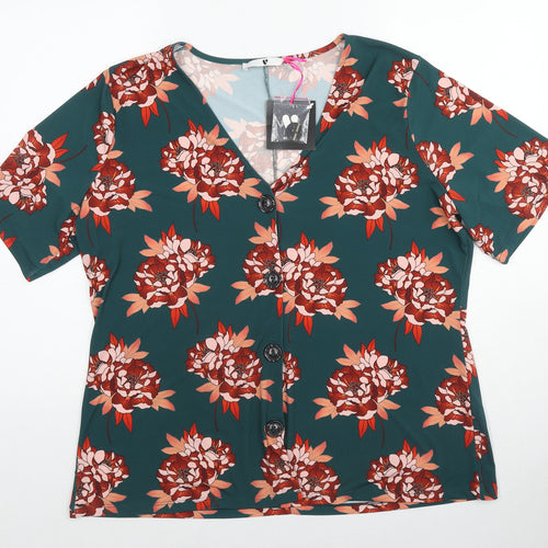 Very Womens Multicoloured Floral Polyester Basic Blouse Size 22 V-Neck