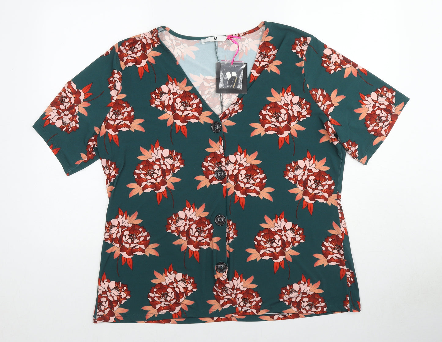 Very Womens Multicoloured Floral Polyester Basic Blouse Size 22 V-Neck