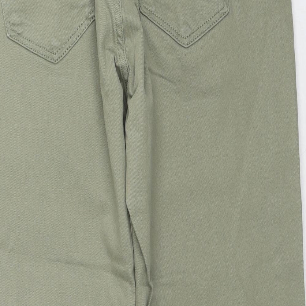 Peacocks Womens Green Cotton Tapered Jeans Size 14 L25 in Regular Zip
