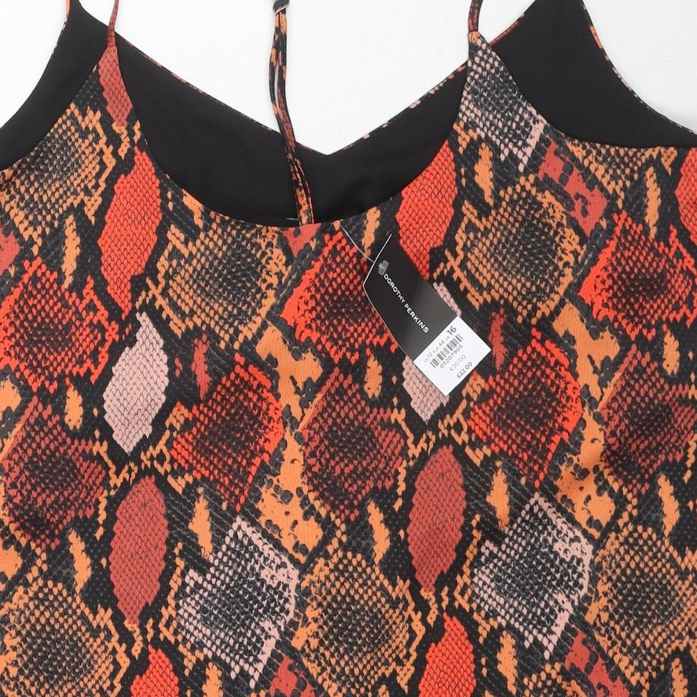 Dorothy Perkins Womens Multicoloured Animal Print Polyester Camisole Tank Size 16 Sweetheart - Snake Print