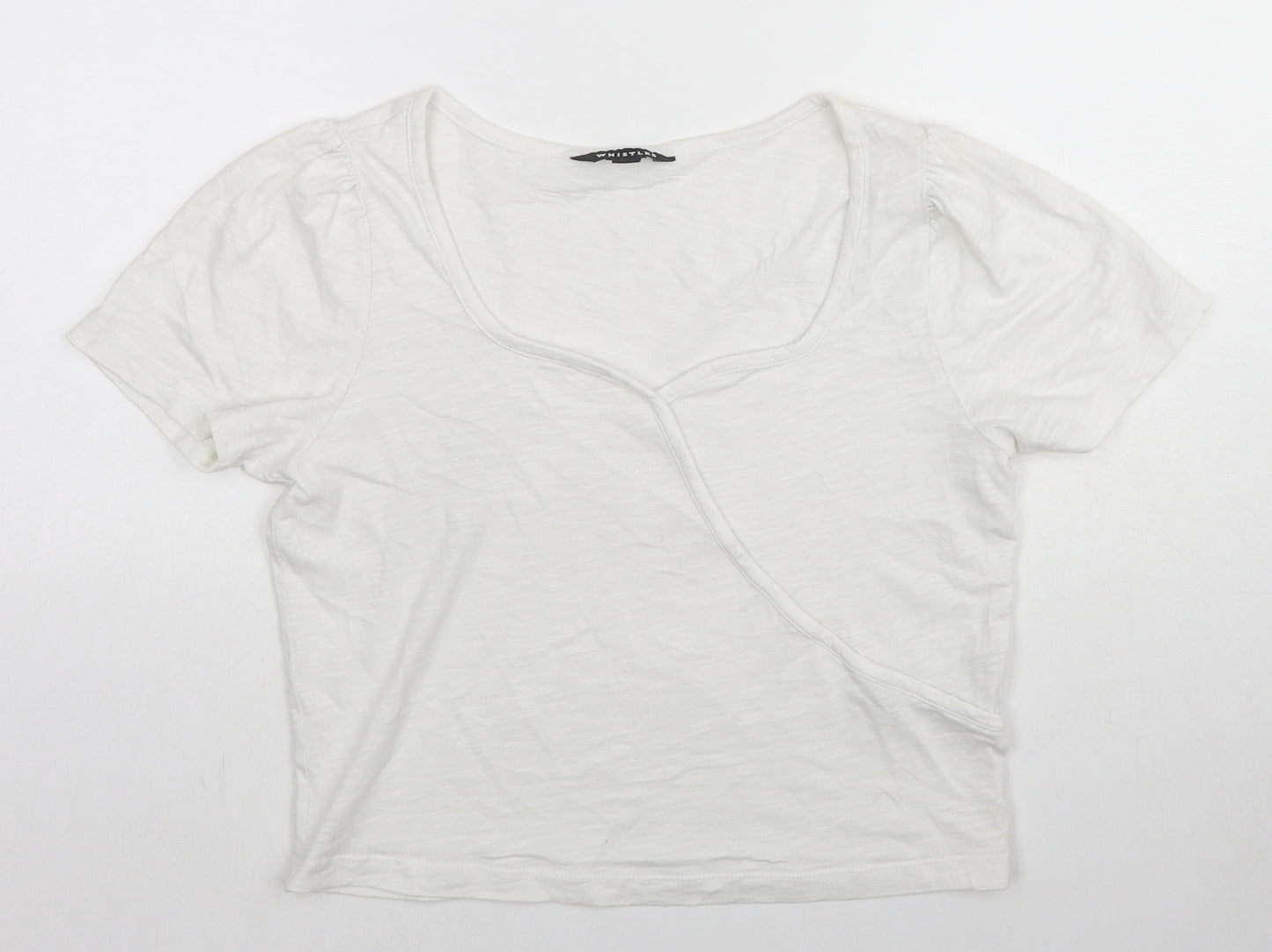 Whistles Womens White Cotton Cropped T-Shirt Size S Sweetheart