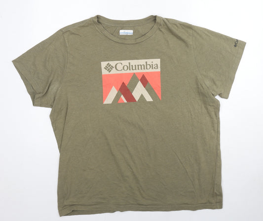 Columbia Mens Green Cotton T-Shirt Size 2XL Crew Neck
