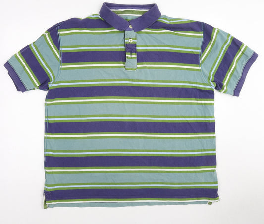 Boden Mens Multicoloured Striped Cotton Polo Size 2XL Collared Button