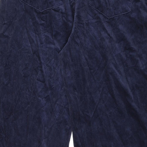 Marks and Spencer Womens Blue Cotton Trousers Size 20 L28 in Regular Zip