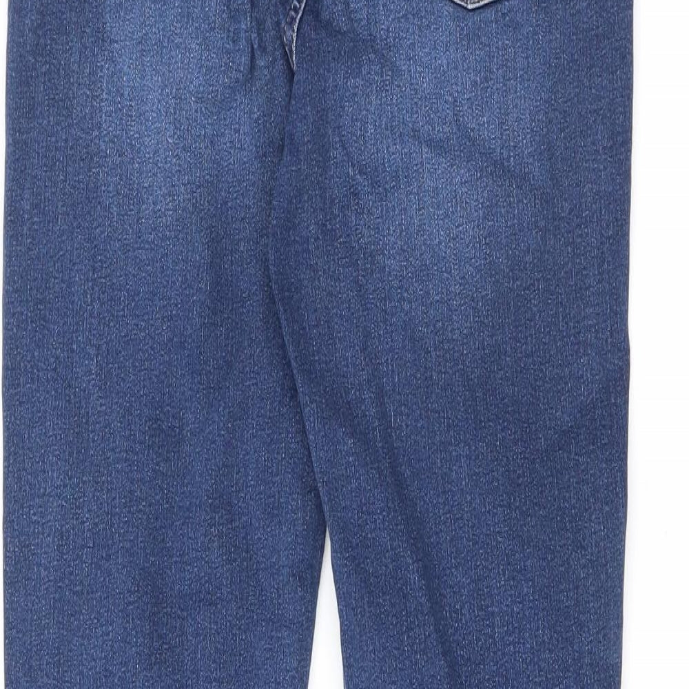 Marks and Spencer Womens Blue Cotton Straight Jeans Size 8 L27 in Slim Zip