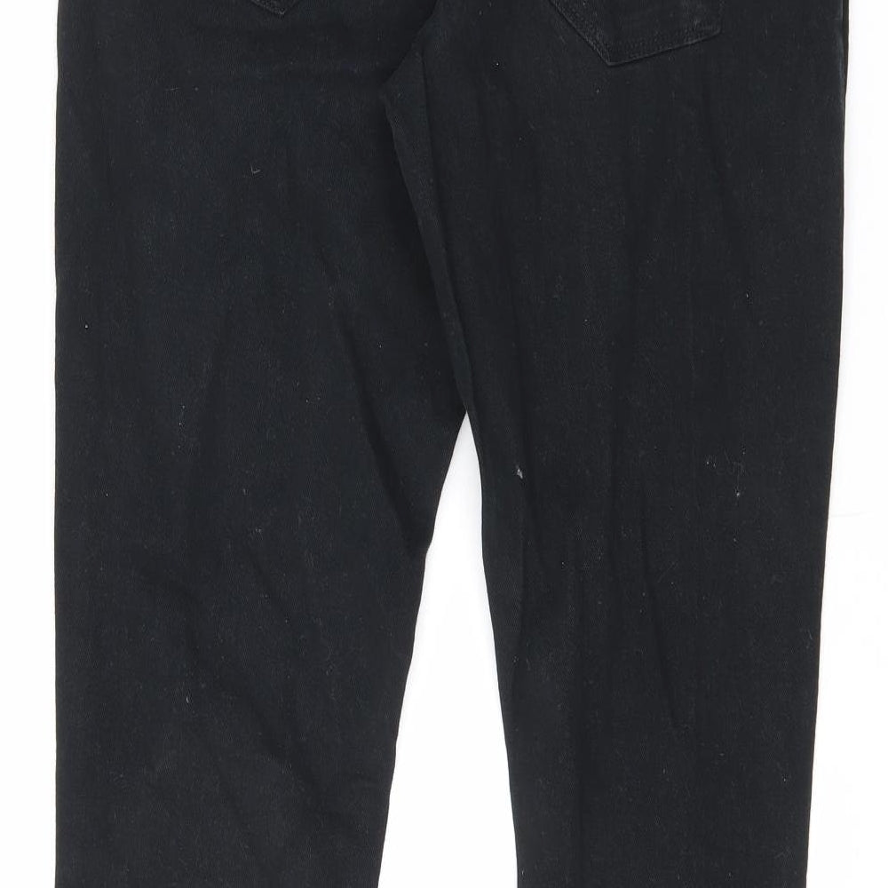 George Mens Black Cotton Straight Jeans Size 32 in L31 in Slim Zip