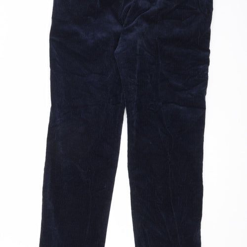 Marks and Spencer Mens Blue Cotton Trousers Size 30 in L31 in Regular Zip