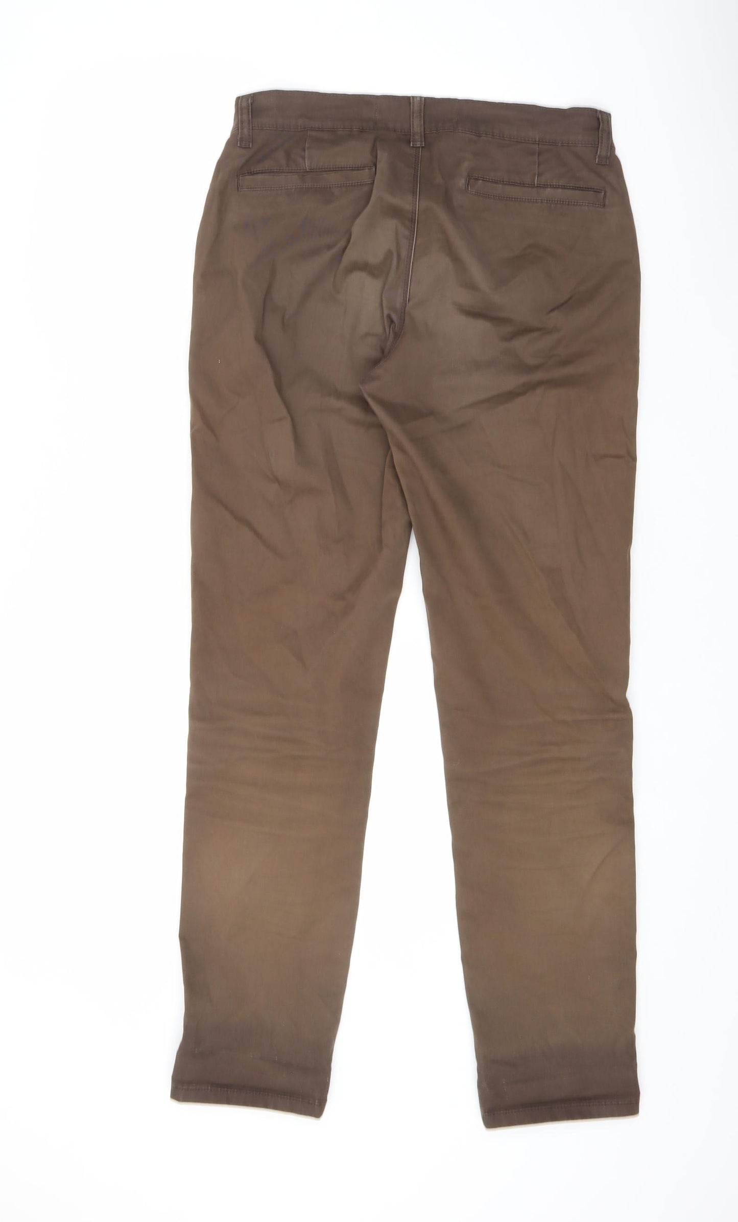 Topman Mens Brown Cotton Trousers Size 30 in L32 in Slim Button