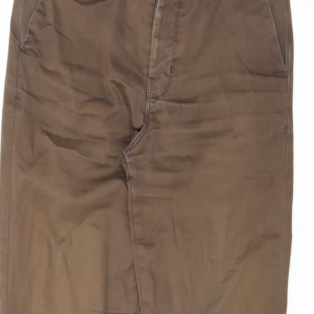 Topman Mens Brown Cotton Trousers Size 30 in L32 in Slim Button