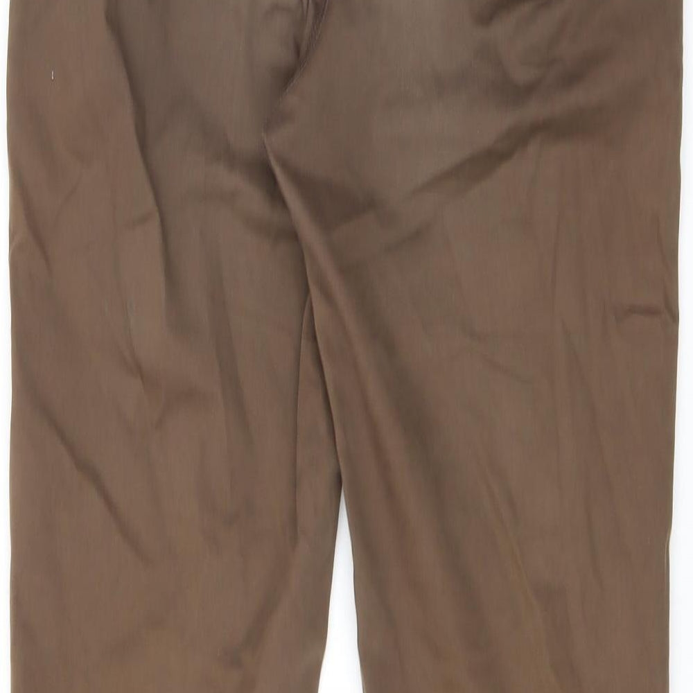 Topman Mens Brown Cotton Trousers Size 30 in L32 in Slim Button