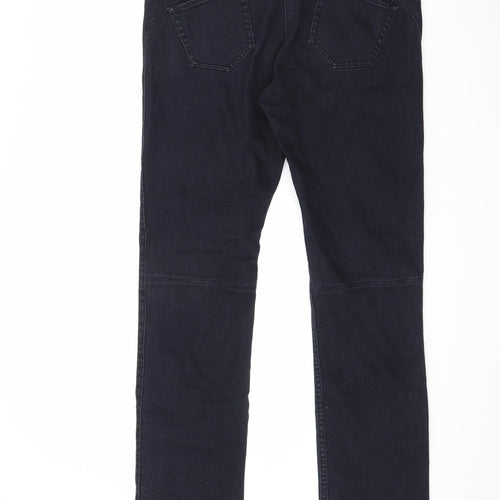 NICOLE FARHI Womens Black Cotton Straight Jeans Size 14 L31.5 in Regular Zip