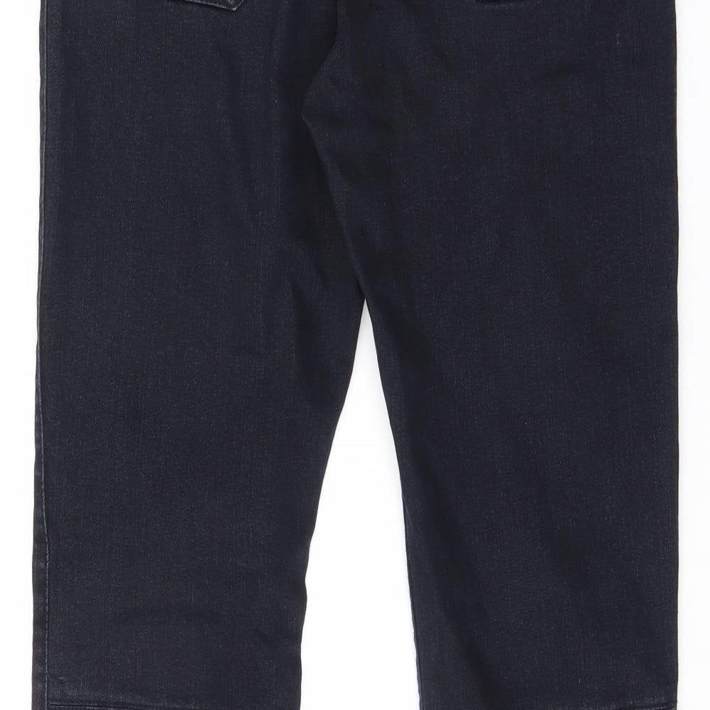 NICOLE FARHI Womens Black Cotton Straight Jeans Size 14 L31.5 in Regular Zip
