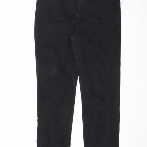 Marks and Spencer Womens Black Cotton Straight Jeans Size 12 L29 in Regular Zip