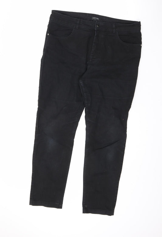 Jaeger Womens Black Cotton Skinny Jeans Size 14 L25.5 in Regular Zip