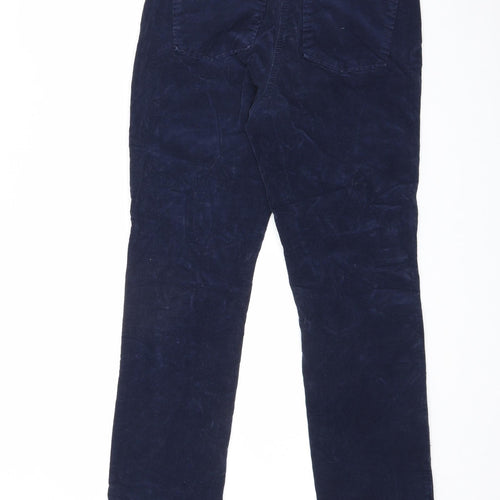 Marks and Spencer Womens Blue Cotton Trousers Size 12 L28.5 in Regular Zip