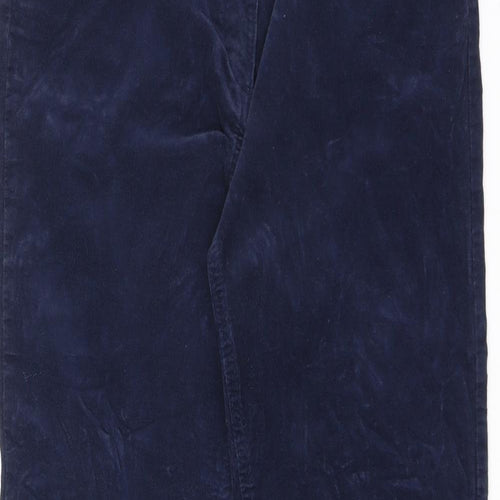 Marks and Spencer Womens Blue Cotton Trousers Size 12 L28.5 in Regular Zip