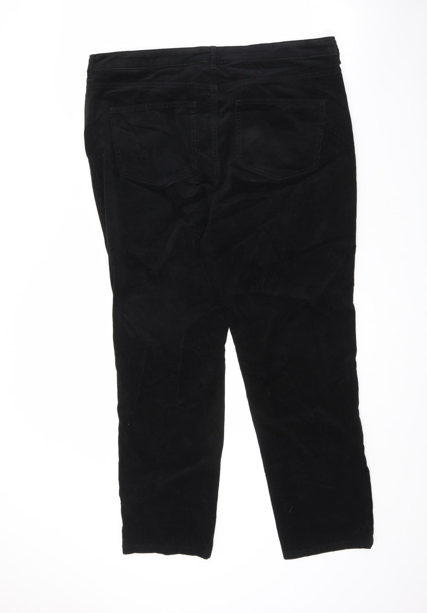 Marks and Spencer Womens Black Cotton Trousers Size 18 L27 in Regular Zip