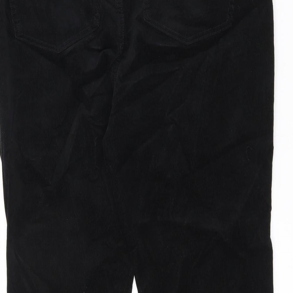 Marks and Spencer Womens Black Cotton Trousers Size 18 L27 in Regular Zip