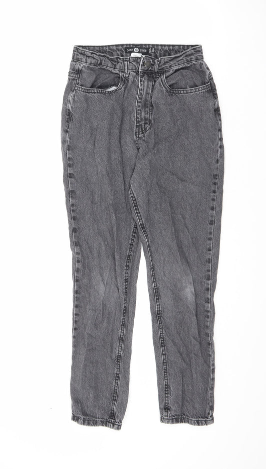 Daisy Street Womens Black Cotton Straight Jeans Size 6 L25.5 in Regular Zip