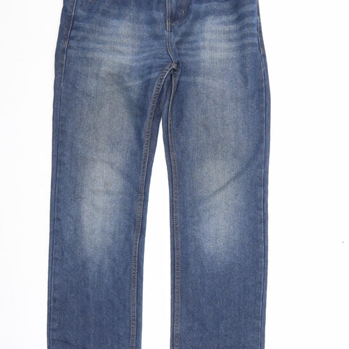 Denim & Co. Mens Blue Cotton Straight Jeans Size 32 in L32 in Regular Zip