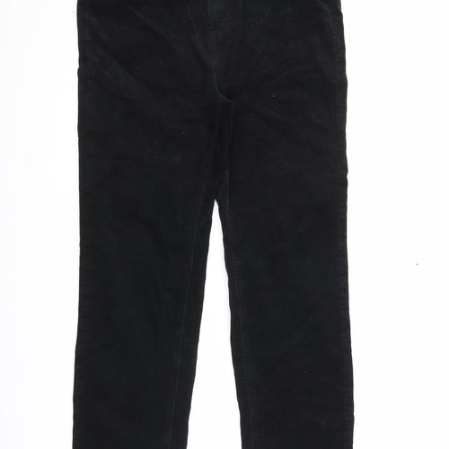 Marks and Spencer Womens Black Cotton Trousers Size 14 L28.5 in Regular Zip