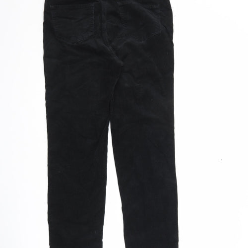 Marks and Spencer Womens Black Cotton Trousers Size 14 L28.5 in Regular Zip
