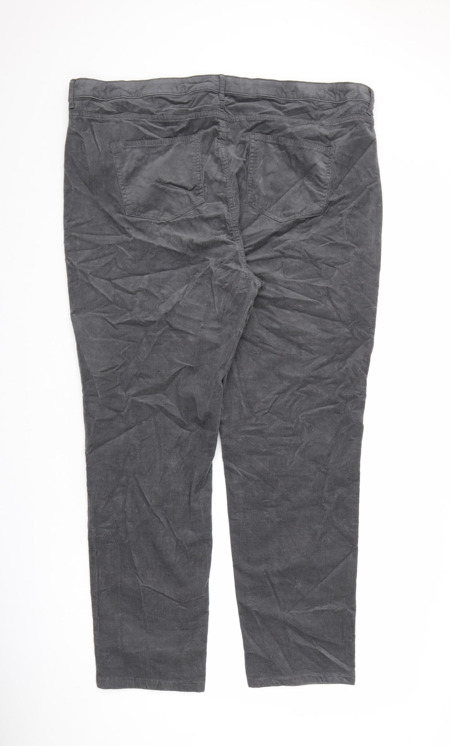 Marks and Spencer Womens Grey Cotton Trousers Size 24 L29 in Regular Zip