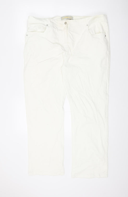 TU Womens White Cotton Straight Jeans Size 20 L29 in Regular Zip