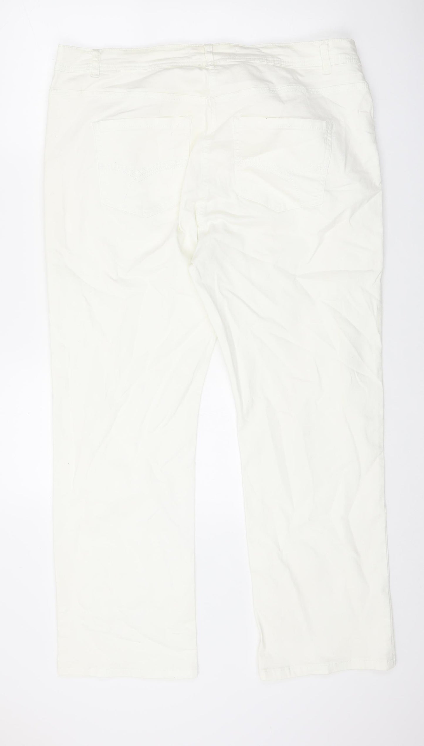 TU Womens White Cotton Straight Jeans Size 20 L29 in Regular Zip