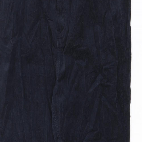Marks and Spencer Womens Blue Cotton Trousers Size 20 L28.5 in Regular Zip