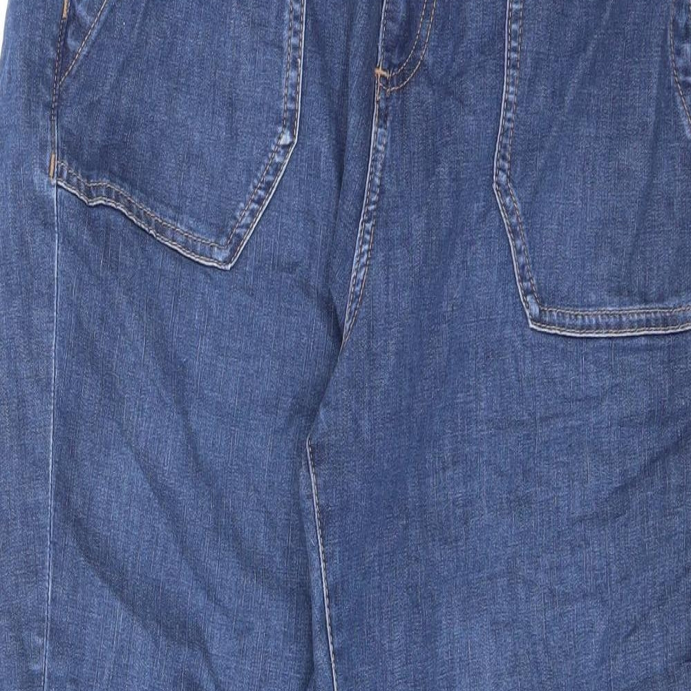 Marks and Spencer Womens Blue Cotton Tapered Jeans Size 12 L26.5 in Regular Zip