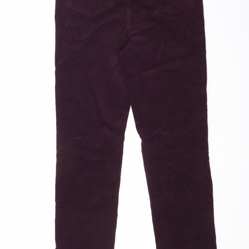 Marks and Spencer Womens Purple Cotton Trousers Size 10 L32 in Regular Zip