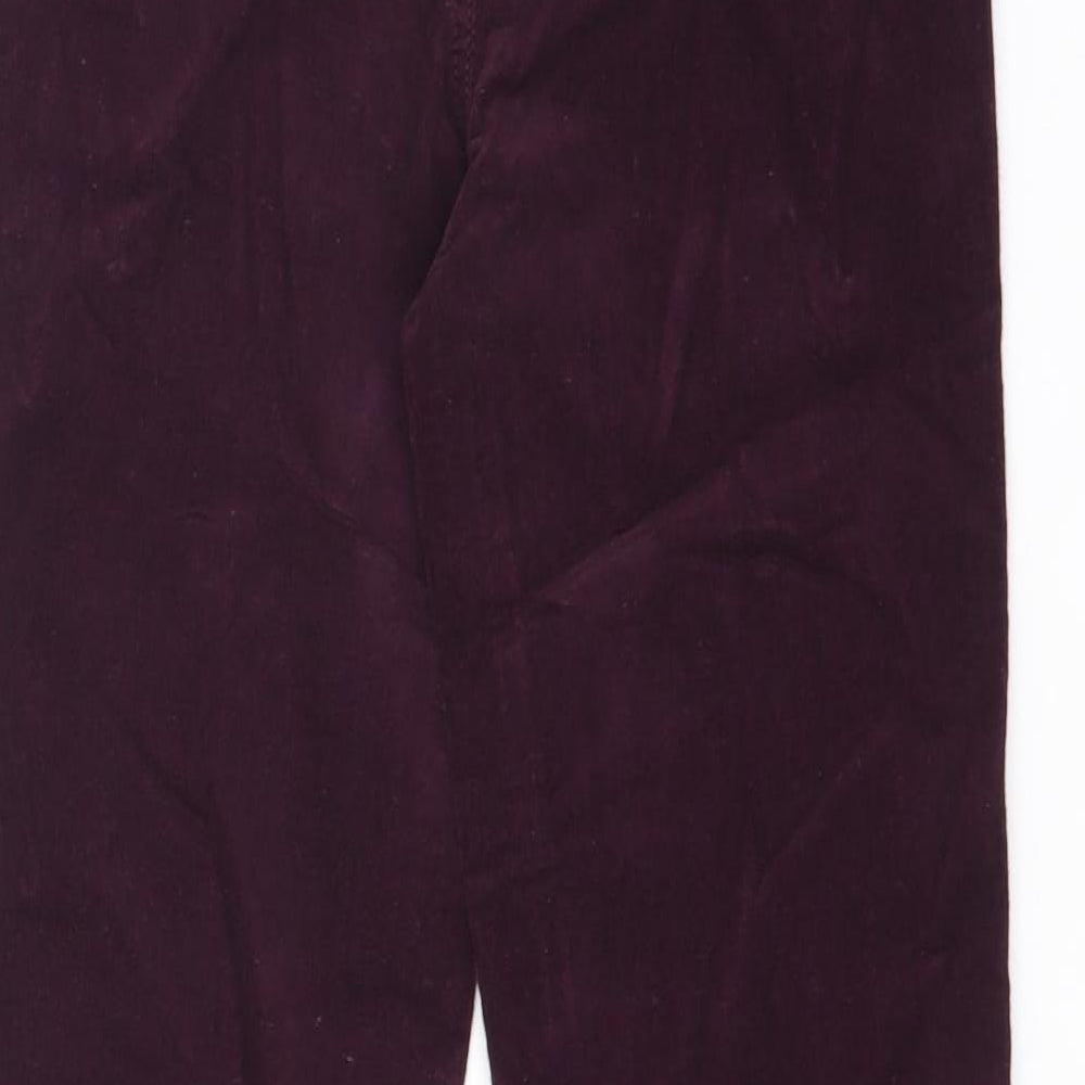 Marks and Spencer Womens Purple Cotton Trousers Size 10 L32 in Regular Zip