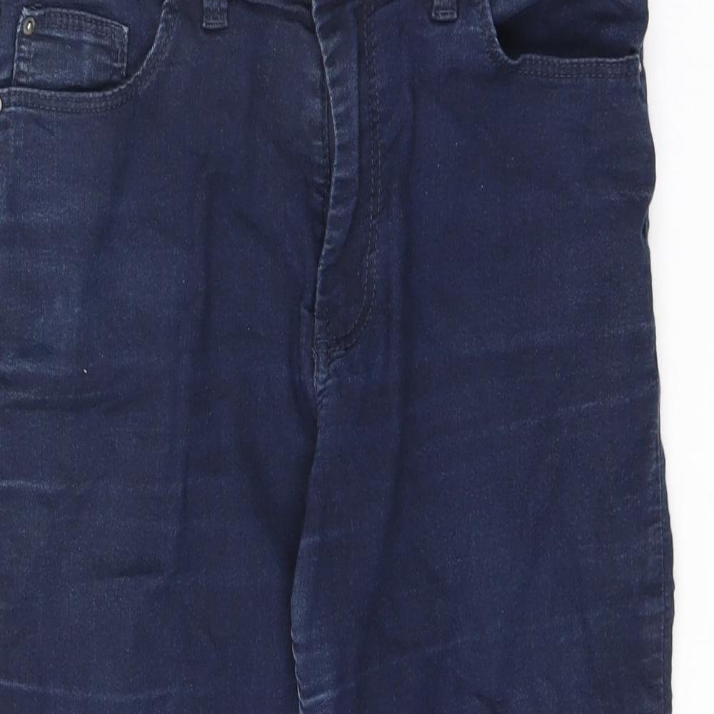 Marks and Spencer Womens Blue Cotton Capri Jeans Size 10 L20 in Regular Zip